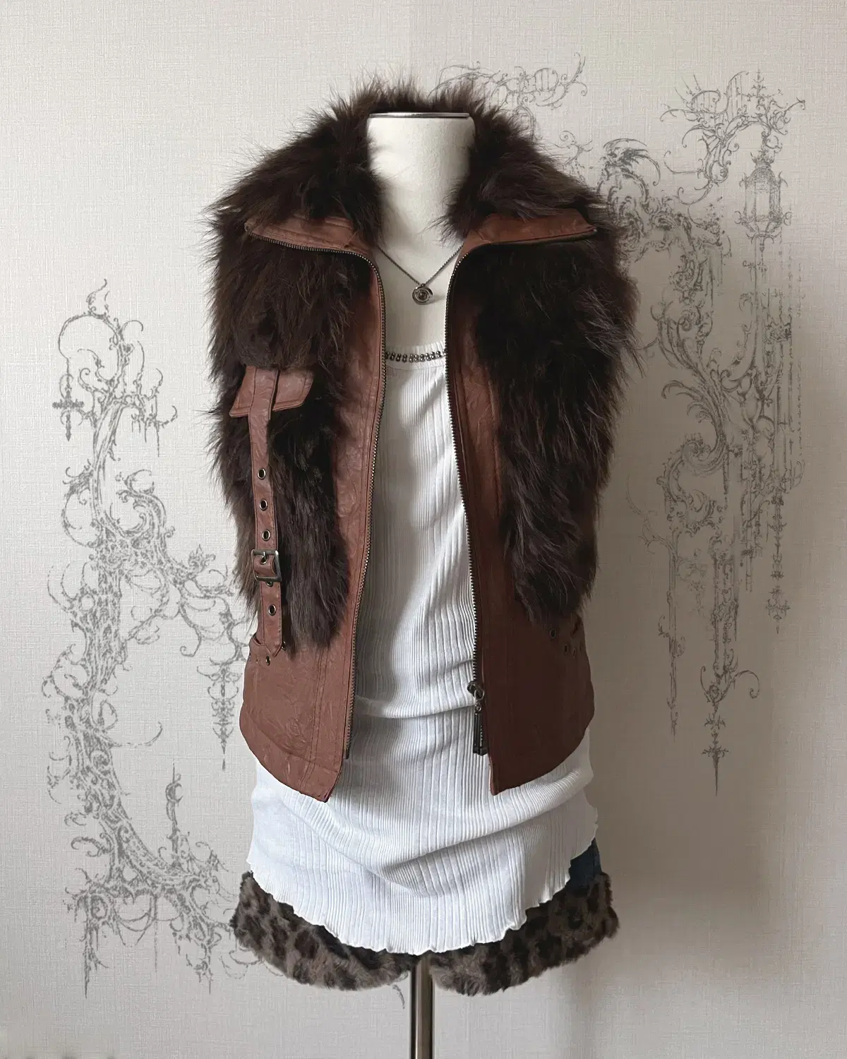 raccoon fur vest